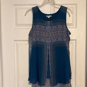 Sleeveless Blue Patterned Women’s Tank Top